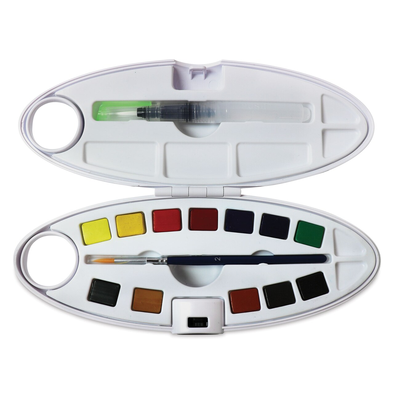 Pebeo Fine Watercolor Half Pan Set - Set of 12, Oval Plastic Case